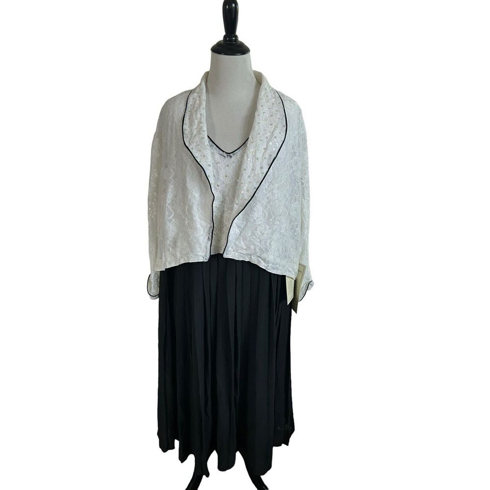 Vintage Roaman's‎ Womens Plus Size 24W White Sequins Midi Dress Evening Holiday